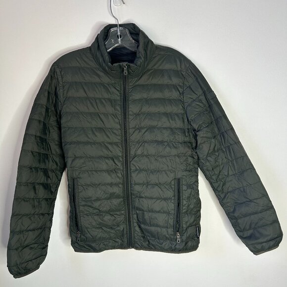 Military Green Armani Fitted Puffer Jacket - Picture 1 of 16